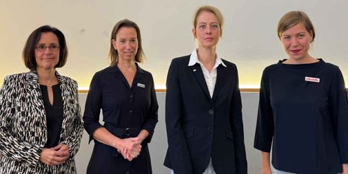 Maria Katharina Moser, Anna Parr, Anja Oberkofler und Judith Ranftler präsentierten Maßnahmen zur langfristigen Integration von Kriegsvertriebenen aus der Ukraine.